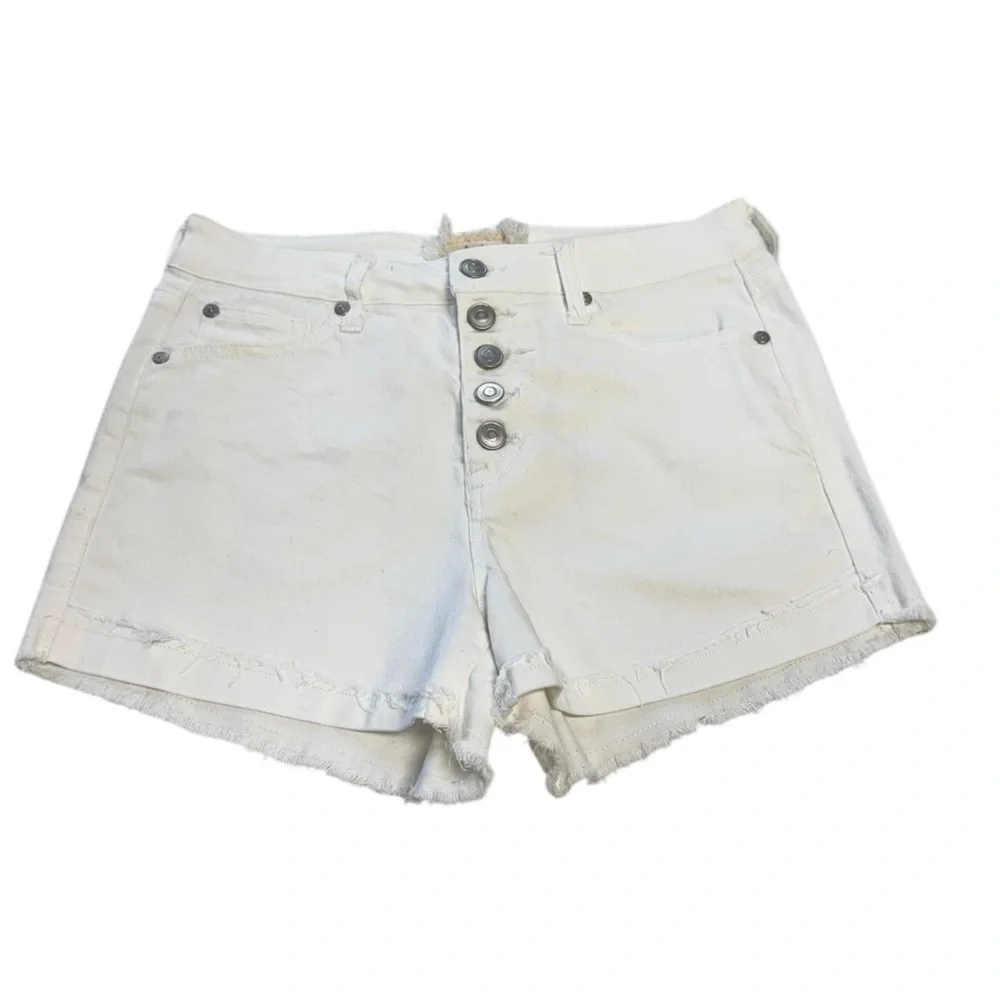 Altar’d State Women’s White Denim Button Fly Cuffed Shorts Size 27/5